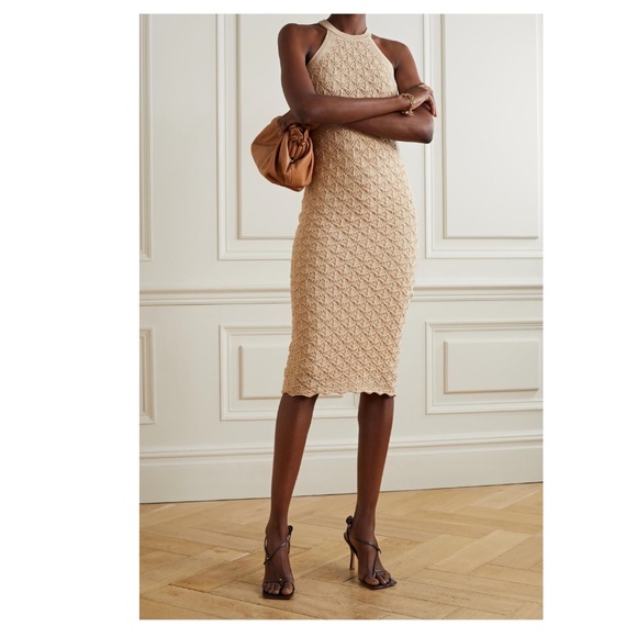 Alice + Olivia Dresses & Skirts - ALICE + OLIVIA Lulu crochet-knit halterneck midi dress in Sand